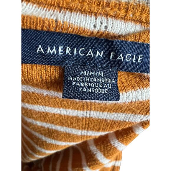 American Eagle Outfitters Tank Top Womens Medium Orange Striped Button Front - Picture 6 of 7